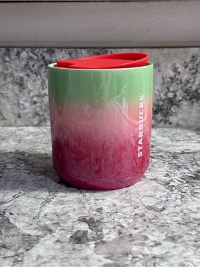 Starbucks Green Pink Red Ombre 8oz Ceramic Travel Mug